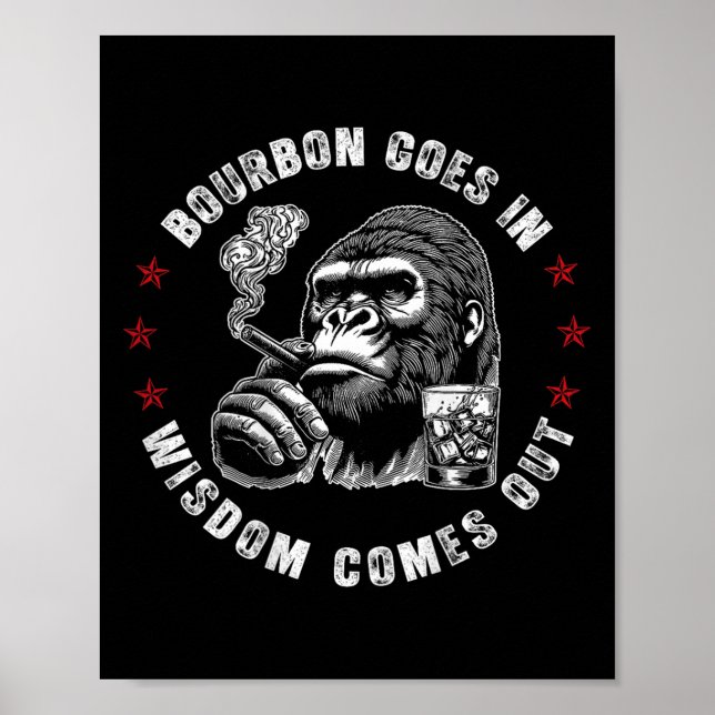 Affiche Bourbon Va Dans La Sagesse Sortit Le Whiskey Singe (Devant)