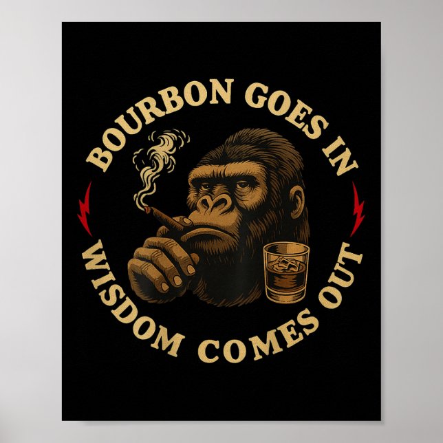 Affiche Bourbon Va Dans La Sagesse Sortit Le Whiskey Singe (Devant)