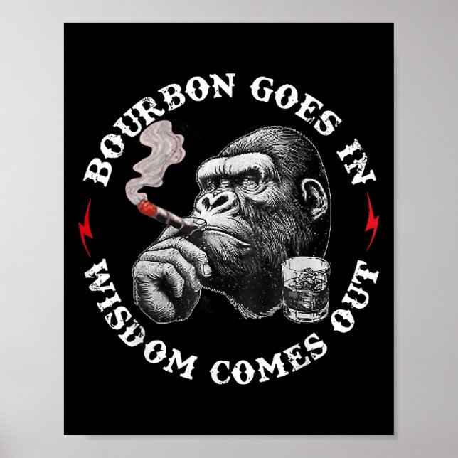 Affiche Bourbon Va Dans La Sagesse Vient De Monkey Whiskey (Devant)
