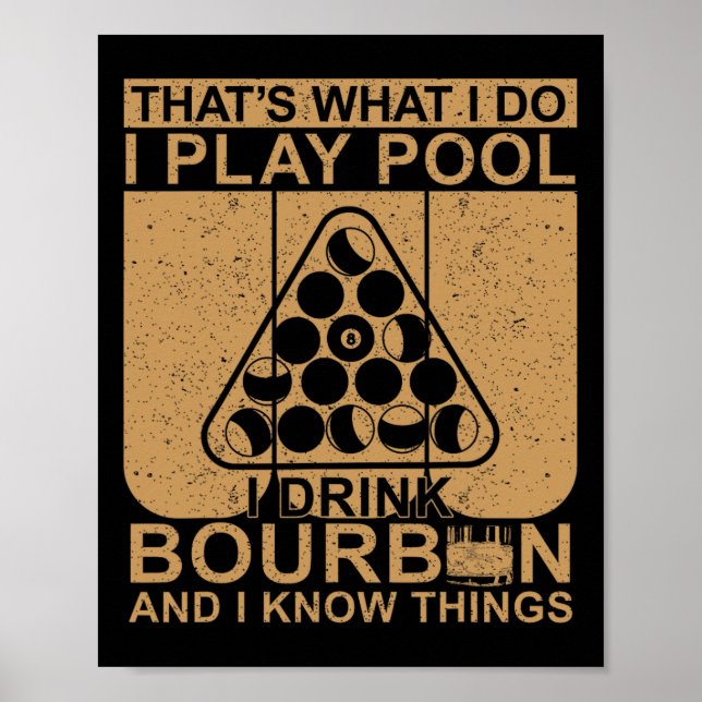 Affiche Bourbon Whisky Pool Funny Billard Devis (Devant)