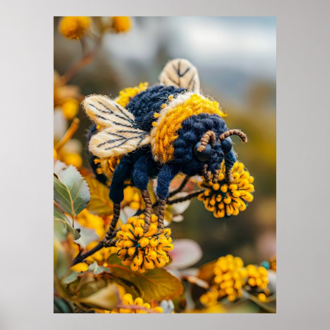 Affiche Bourdon en feutre sur des fleurs épanouies (Devant)