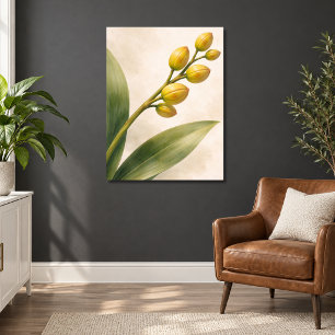 Affiche Bourgeons botaniques d'orchidée Phalaenopsis jaune