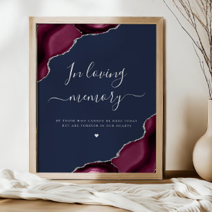 Affiche Bourgogne Agate Argent Bleu Nuit Mariage Mémorial