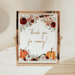Affiche Bourgogne Chute Citrouille Floral Merci pour venir