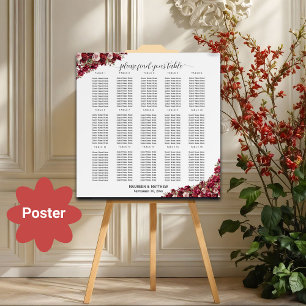 Affiche Bourgogne Floral 15 Tables Siège Mariage