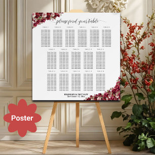 Affiche Bourgogne Floral 16 Tables Siège Mariage