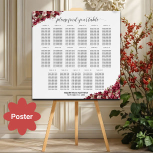 Affiche Bourgogne Floral 17 Tables Siège Mariage