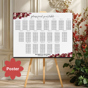 Affiche Bourgogne Floral 20 Tables Siège Mariage