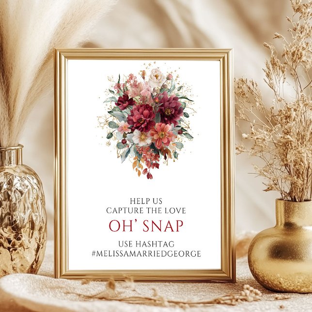 Affiche Bourgogne raffiné Eucalyptus Oh Snap Panneau Hasht (Refined Burgundy Eucalyptus Oh Snap Hashtag Sign

)