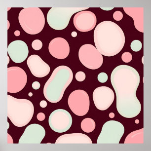 Affiche Bourgogne Rose Menthe Motif Abstrait Organique