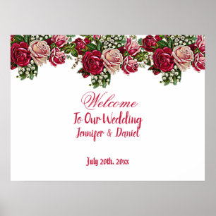 Affiche Bourgogne Rouge Russe Mariage campagnard Rose Bien