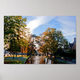 Affiche Bourton sur l'eau Autumn Trees Cotswolds UK