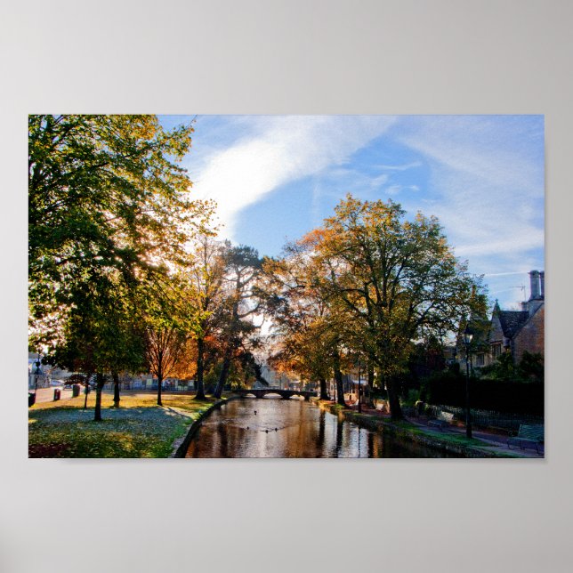 Affiche Bourton sur l'eau Autumn Trees Cotswolds UK (Devant)
