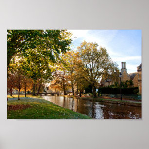 Affiche Bourton sur l'eau Autumn Trees Cotswolds UK