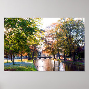 Affiche Bourton sur l'eau Autumn Trees Cotswolds UK