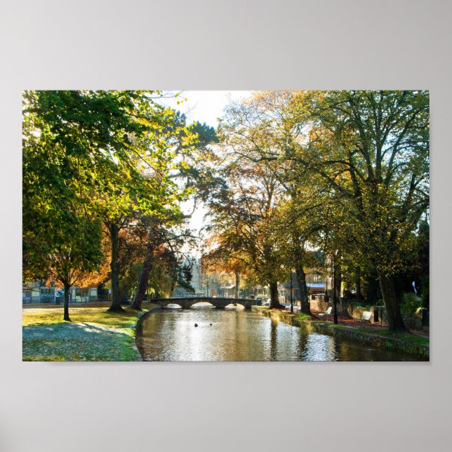 Affiche Bourton sur l'eau Autumn Trees Cotswolds UK (Devant)
