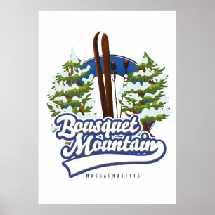Affiche Bousquet Mountain Massachusetts logo Ski