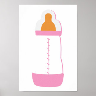 Affiche Bouteille bébé rose 1