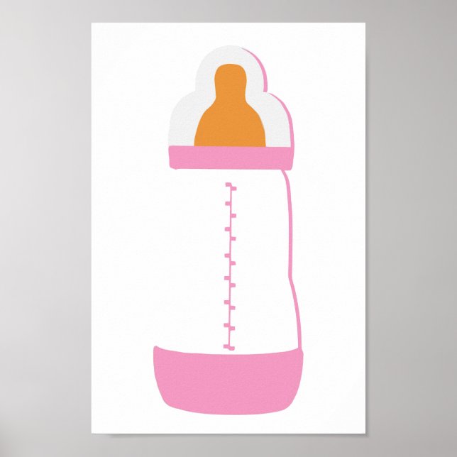 Affiche Bouteille bébé rose 1 (Devant)