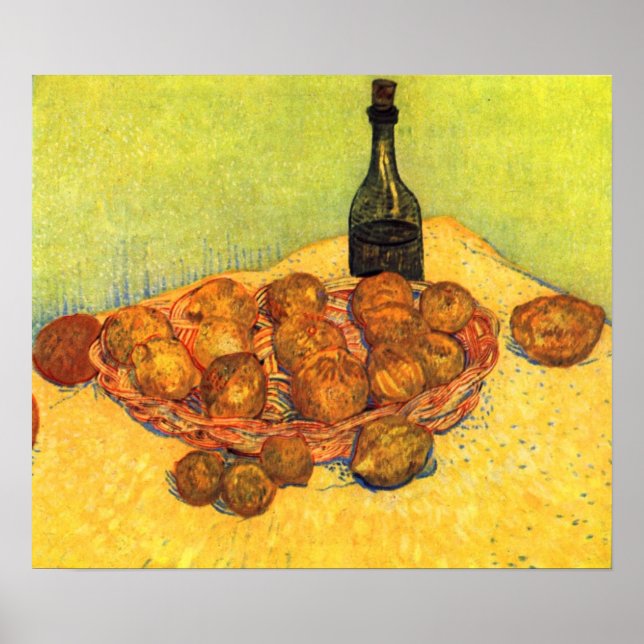 Affiche Bouteille, citrons et oranges par van Gogh (Devant)
