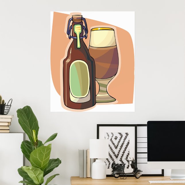Affiche Bouteille de bière artisanale et verre Brasserie r (Créateur téléchargé)