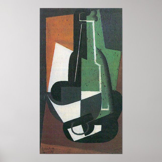 Affiche Bouteille de Carafe de vin de Juan Gris, Cubisme V (Devant)