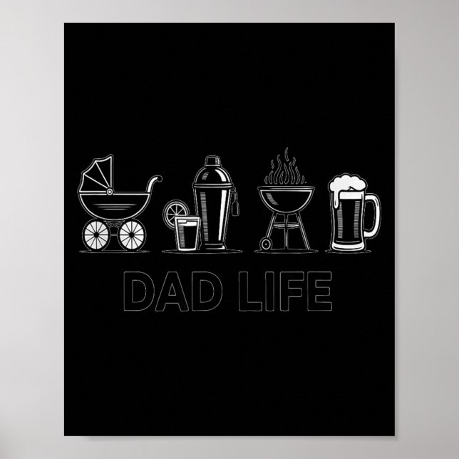 Affiche Bouteille de la vie de papa Barbecue Chariot à biè (Devant)
