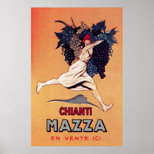 Affiche Bouteille de vin de Chianti Toscane Champagne Nour