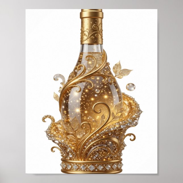 Affiche Bouteille de vin dorée Edgy Gold (Devant)