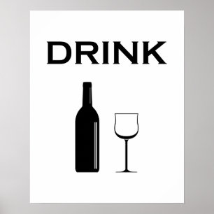 Affiche Bouteille de vin minimaliste moderne et typographi