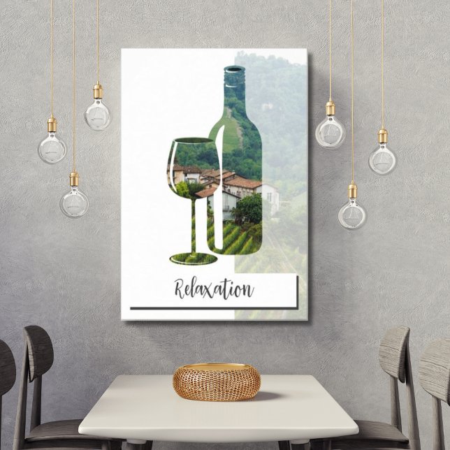 Affiche Bouteille de vin rouge de relaxation avec photo et (Relaxation)