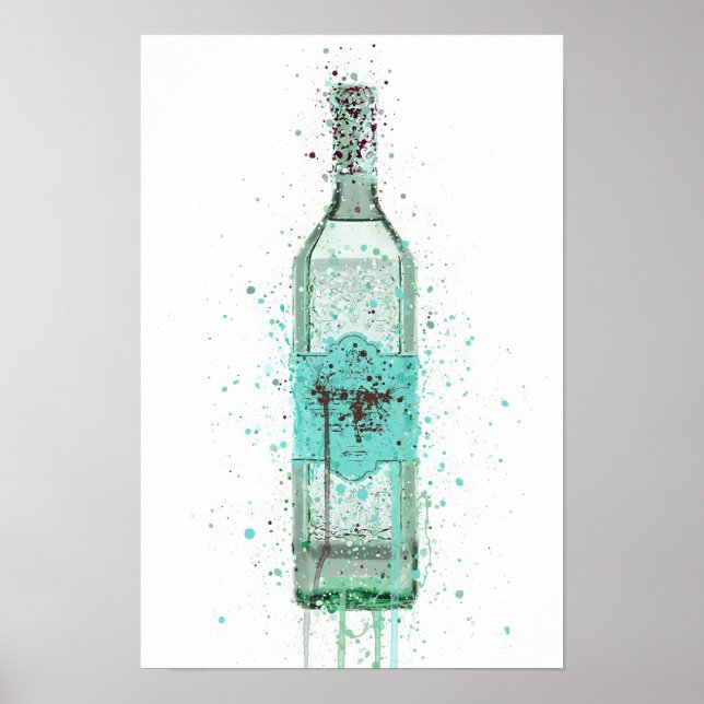 Affiche Bouteille Gin Mur Art Imprimer 'Bleu Oeuf Canard' (Devant)