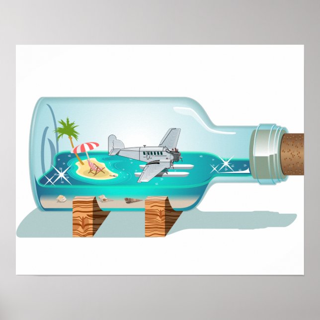 Affiche Bouteille souvenir de dessin (Devant)