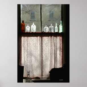 Affiche Bouteilles antiques en Fenêtre, Carson City, Nevad