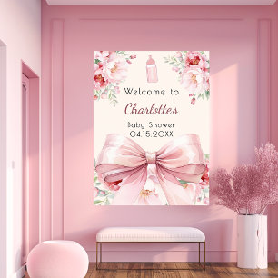 Affiche Bouteilles crème arc rose baby shower signe de bie
