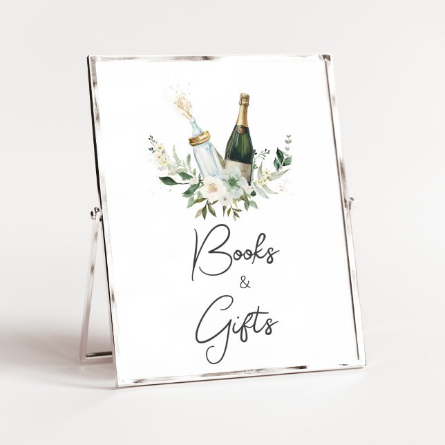 Affiche Bouteilles de bébé Poppin' Baby showers Livres et  (Poppin' Bottles Baby Shower Books and Gifts Sign)