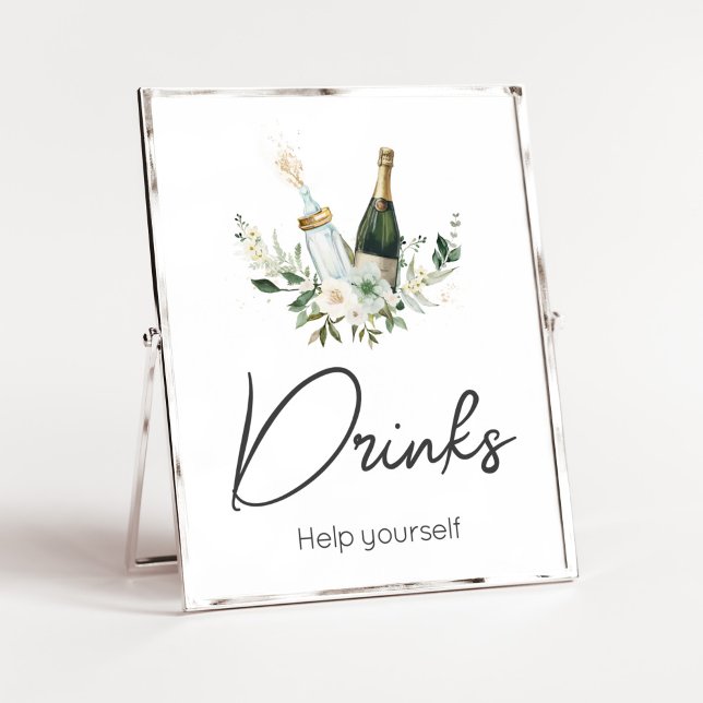Affiche Bouteilles de bébé Poppin's Baby shower Boissons (Poppin' Bottles Baby Shower Drinks Sign)