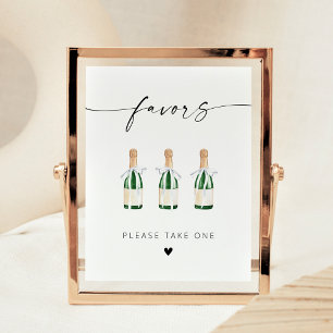 Affiche Bouteilles de Champagne Miniatures à l'Écriture Él