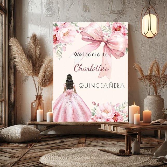 Affiche Bouteilles de crème arc rose robe Quinceanera bien (Créateur téléchargé)