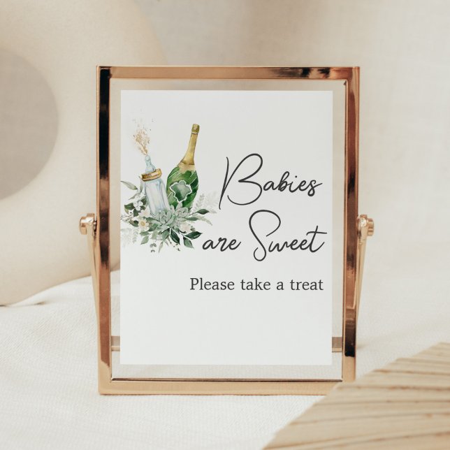 Affiche Bouteilles de Poppin Baby shower Les bébés sont do (Poppin' Baby Bottles Baby Shower Babies are Sweet Sign)