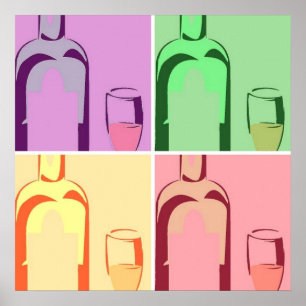 Affiche Bouteilles de vin Pop Art