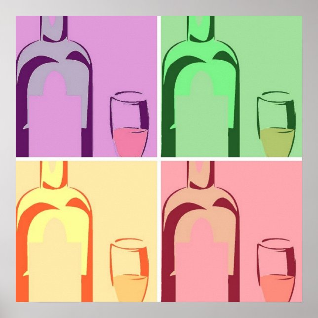 Affiche Bouteilles de vin Pop Art (Devant)