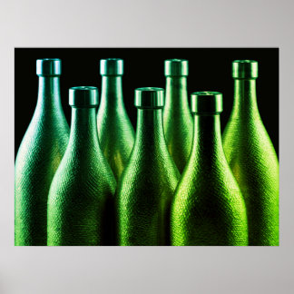 Affiche Bouteilles en acier rétro de couleur vert brillant