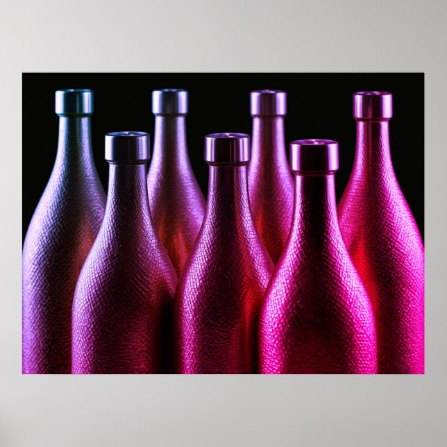 Affiche Bouteilles en acier rétro de couleur violet foncé  (Devant)