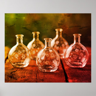 Affiche Bouteilles en verre clair pochoir sur un mur de ta