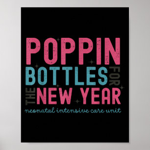 Affiche Bouteilles Pn pour la nouvelle année, sage-femme l