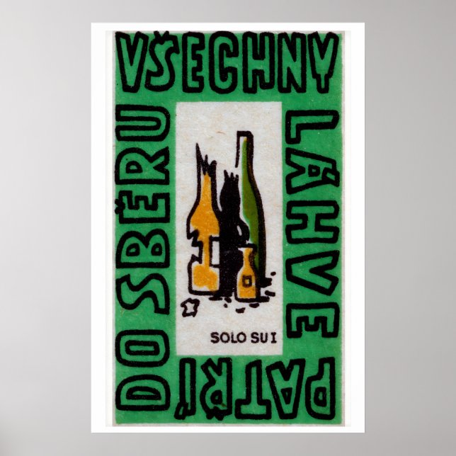 Affiche Bouteilles stylisées Matchbox Art Print, tchèque v (Devant)