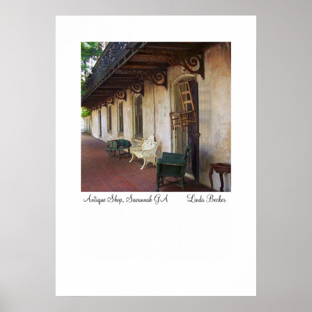 Affiche Boutique d'antiquités à Savannah GA (Devant)