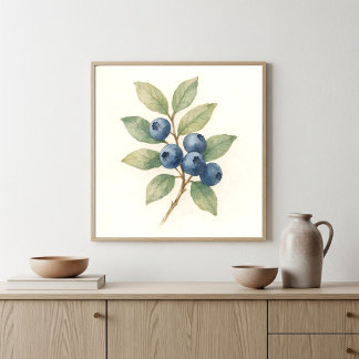 Affiche Boutique d'aquarelle Blueberries