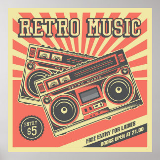 Affiche Boutique de musique vintage rétro cool